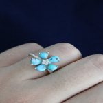 انگشتر زنانه سنگ فیروزه طرح شکوفه انگشتر زنانه سنگ فیروزه طرح شکوفه