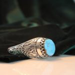 انگشتر مردانه سنگ فیروزه آبی عجمی رکاب قلم کاری شده انگشتر مردانه سنگ فیروزه آبی عجمی رکاب قلم کاری شده