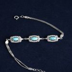 دستبند سنگ فیروزه عجمی نقره عیار 925 دستبند سنگ فیروزه عجمی نقره عیار 925