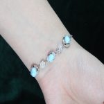 دستبند سنگ فیروزه عجمی نیشابوری صاف نقره خارجی آبکاری طلا سفید عیار 925 دستبند سنگ فیروزه عجمی نیشابوری صاف نقره خارجی آبکاری طلا سفید عیار 925